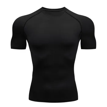 Мужская компрессионная футболка, дышащий футбольный костюм для фитнеса, верховой езды, Обтягивающая спортивная одежда, Быстросохнущая рубашка для бега с коротким рукавом, Спортивная