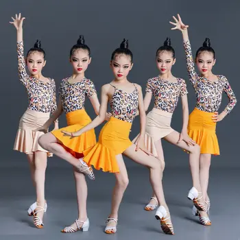 Детская одежда для латиноамериканских танцев, новинка 2023 года, летняя одежда для тренировок для девочек, юбка для танцев, детский костюм, одежда для выступлений с кружевами на бретелях, F94