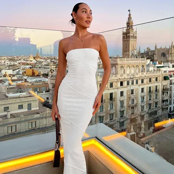 Элегантное вечернее платье с подолом 2022 года, облегающее облегающее платье-футляр с топом неправильной формы.