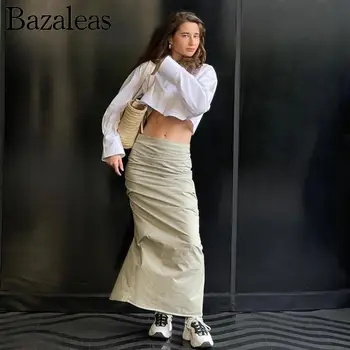 2023 Магазин Bazaleas Магазин женской одежды Макси с рюшами, юбки с высоким низом, Элегантная официальная одежда