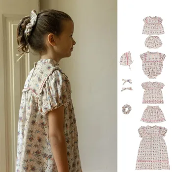 Блузка с цветочным узором для маленьких девочек от бренда Bebe Girl Дизайнерская Одежда Сладкий Стиль Модный Цветочный Узор Детская Одежда