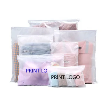 Пластиковая водонепроницаемая матовая сумка на молнии с логотипом для одежды с логотипом для упаковки одежды
