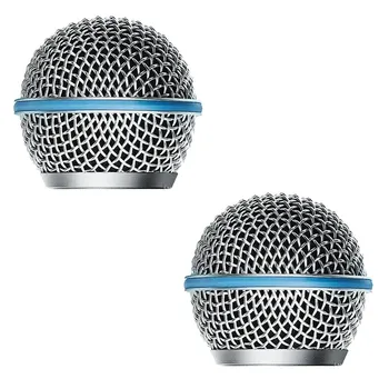 2ШТ Решетка микрофона, Сменная решетка микрофона, сетка с шаровой головкой для Shure Beta58A SM58 Pgx24 Slx24