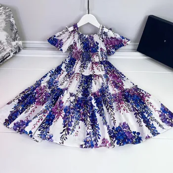 Фиолетовые платья для девочек для вечеринок и свадеб, богемное милое модное праздничное платье принцессы для маленьких девочек-подростков, платье принцессы
