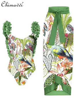 2023 Весна и лето, Новое сексуальное цельное платье для похудения с открытой спиной, купальник в стиле горячей весны, женское шифоновое пляжное платье