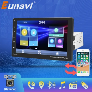 Eunavi 1Din Автомобильный Мультимедийный плеер MP5 MP5 9-дюймовый HD Сенсорный Экран С Поддержкой Mirrorlink Заднего вида AUX USB SD Bluetooth радио