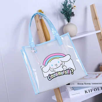Sanrios Kawaii Cinnamoroll Kuromi Mymelody Аниме Мультфильм ПВХ Прозрачная сумка водонепроницаемая детская сумка для обучения дорожная сумка для хранения