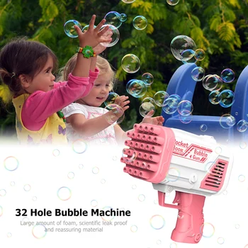 Пузырчатая машина с 32 отверстиями Пластиковые Электрические игрушки для изготовления мыльных пузырей Герметичные Без жидкости Портативные для украшения вечеринки по случаю Дня рождения