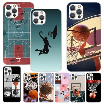Баскетбольная Корзина Спортивный Принт Мягкий Чехол для iPhone 11 13 14 Pro Max 15 Ultra 12 Mini Phone Shell XS XR X SE 7 Plus 8 Pattern