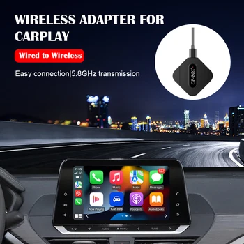 Беспроводной адаптер для CarPlay 5 ГГц WiFi Проводной Конвертер в Беспроводную Сеть Мультимедийный плеер Подключи и Играй Ключ для iOS 13.5 и более поздних версий