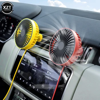 12 В 24 В Универсальный автомобильный USB-вентилятор Автомобильный кондиционер Вентиляционный вентилятор с зажимом Поворотный автомобильный вентилятор воздушного охлаждения с подсветкой