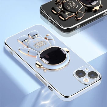 Роскошный Шикарный Чехол Для Телефона С 3D Покрытием Астронавта Для iPhone 14 13 12 11 Xs Pro Max Mini X 8 7 6 S Plus SE Портативный Держатель-Подставка