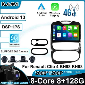 Carpaly Авто Радио Мультимедийный Видеоплеер Навигация GPS 4G WIFI Bluetooth Android 13 Для Renault Clio 4 BH98 KH98 2012-2016
