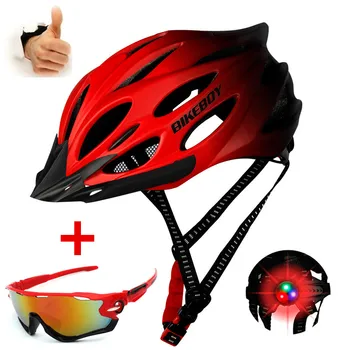 BIKEBOY Велоспорт Велосипедный Шлем Сверхлегкий Межлитый Горный Дорожный Шлем Дышащие Велосипедные Защитные Шлемы с Задним Фонарем