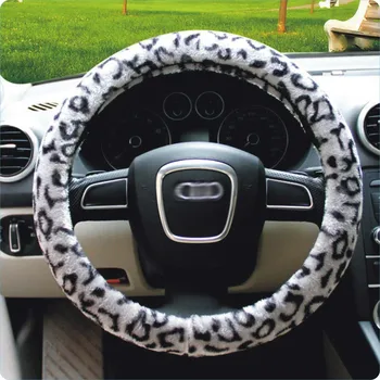 Универсальные чехлы на руль автомобиля Leopard для девочек леди женщин Удобная посадка 38 см Аксессуары для интерьера руль плюшевый чехол