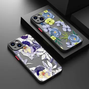 Винтажный Цветочный Роскошный Матовый Чехол Для телефона iPhone 11 Чехол Для iPhone 15 14 13 12 Pro Max Mini X XR Xs 8 6 7 Plus Силиконовый Чехол