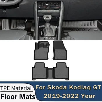 Для Skoda Kodiaq GT 2019-2023 Авто Автомобильные Коврики Для Пола Всепогодные Коврики Для Ног Из TPE Без Запаха, Водонепроницаемый Лоток, Аксессуары Для Интерьера