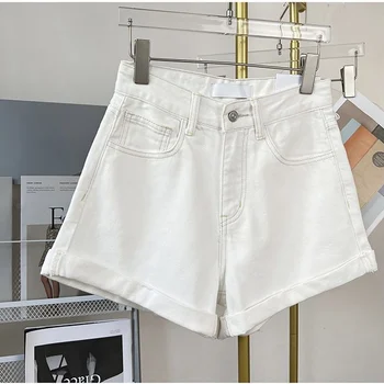 CYMY 2023 Летние Новые тонкие повседневные модные универсальные горячие брюки с широкими штанинами, большие белые джинсовые шорты с завитками и высокой талией