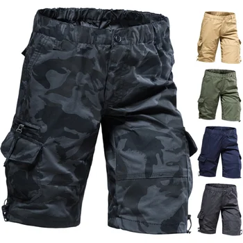Модные мужские шорты-карго в стиле милитари, повседневные шорты с камуфляжным принтом, свободные шорты для бега на открытом воздухе с несколькими карманами, брюки-бермуды M-5XL