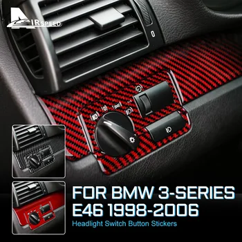 Скорость ПОЛЕТА для BMW E46 Кнопка включения фар для BMW E46 1998-2006 3 серии Декоративные автомобильные наклейки из углеродного волокна Аксессуары