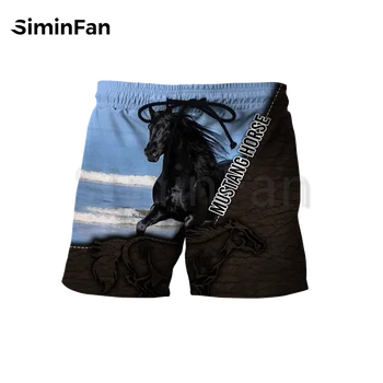 Love Horse Черно-Белые Мужские Повседневные Пляжные Шорты с 3D Принтом, Летний Пляжный спорт, Уличная Одежда Унисекс в стиле Харадзюку, Быстросохнущая Верхняя Одежда 05