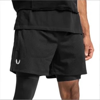 Спортивные шорты мужские в американском стиле, штаны для марафона speed dry five points, поддельные два противоскользящих тренировочных фитнес-труса