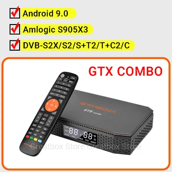GTX COMBO GTMEDIA Android 9,0 DVB-S2X/S2/S + T2/T + C2/C Amlogic S905X3 2G32G Встроенный 2,4 G/5,0 G WiFi 1000M Ethernet BT4.1