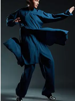 унисекс 3 цвета из хлопка и льна платье шаолиньских монахов кунг-фу даосские костюмы даосизм мирская униформа халат ушу одежда для боевых искусств