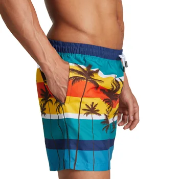 SEOBEAN новые мужские летние пляжные брюки из полиэстера с кокосовым принтом и повседневными карманами