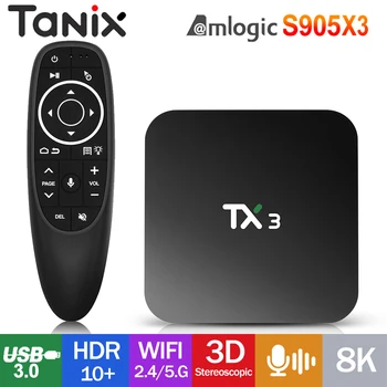 100% Оригинальный TANIX TX3 Android 9,0 Smart TV BOX Amlogic S905X3 8K HDR телеприставка 2,4 G/5 ГГц Двойной Wifi BT H.265 HEVC медиаплеер