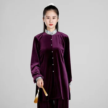 Зимняя утепленная одежда для тайцзи, женская одежда для ушу, одежда для соревнований по кунг-фу, униформа для боевых искусств Без морщин 2023