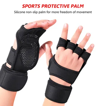 Перчатки для бодибилдинга на полпальца, нескользящие перчатки для занятий йогой, защита от ударов, Нескользящая накладка для рук, тренажеры