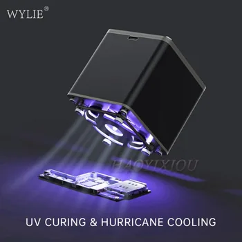 Охлаждающий вентилятор WYLIE Hurricane для обслуживания мобильных телефонов с регулируемой скоростью, лампа УФ-отверждения 2в1, вентилятор для отвода тепла и дыма