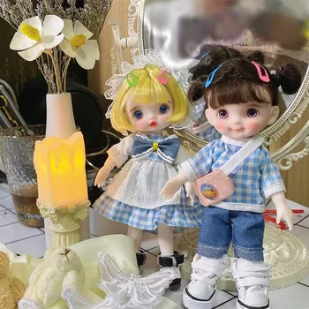 Милые куклы ручной работы 17 см Mini BJD с макияжем и подвижным суставом для лица, модная одежда, аксессуары, Кукла 1/8 для девочек, детские игрушки, подарки