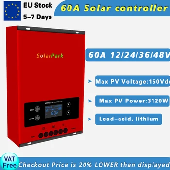 Солнечный инвертор 60A Mppt Regulateur Интеллектуальный 12 В 24 В 36 В 48 В Mppt Солнечный контроллер заряда 60 Ампер