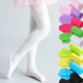 Танцевальные носки Для девочек, Весенне-летние Тонкие Бархатные Детские колготки 80D, Белые танцевальные колготки, Леггинсы для девочек