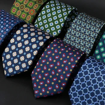 Новинка, модный мужской галстук длиной 7,5 см, зеленый, синий, оранжевый, геометрический шелковый галстук для мужчин, Свадебная деловая встреча, аксессуар для повседневной носки