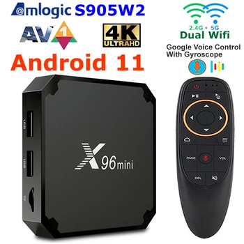 Android 11 TV Box X96 Mini Amlogic S905W2 Четырехъядерный 2G RAM 16G ROM медиаплеер 5G Двойной WiFi 4K HDR Медиаплеер AV1
