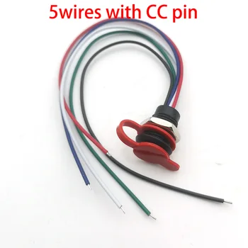 2шт 5-контактный Разъем USB-C Гнездовой разъем С Защелкивающейся пластиной для передачи данных CC 4pin с проводом 3A Водонепроницаемый USB Type C до ph2.0 Быстрая Зарядка