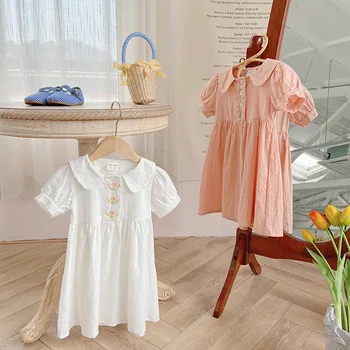 2023 Корейское платье для девочек Летние модные платья для девочек Детская одежда 2-8 лет ss