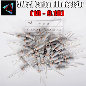 20шт 3 Вт Углеродный Пленочный Резистор 5% 1R ~ 1 М 1R 1 1.2 1.5 1.8 2 2.2 2.4 2.7 3 3.3 3.6 3.9 4.3 4.7 5.1 5.6 6.2 6.8 7.5 8.2 9.1 ом