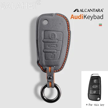 Автомобильный Чехол Для Дистанционного Ключа Чехол Для Audi A4 B9 A5 A6 8S 8W Q5 Q7 S4 S5 S7 TT TTS TFSI RS Alcantara Keycase Protect Fob Keyless