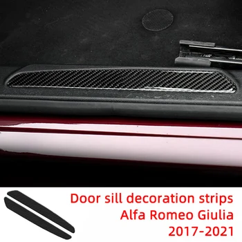 Декоративные накладки на пороги, автомобильные наклейки из углеродного волокна для Alfa Romeo Giulia 2017-2019, Аксессуары для интерьера
